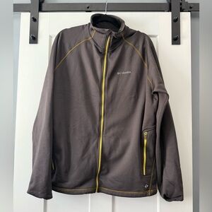 Columbia Men's Charcoal Fleece-Lined Jacket With Yellow Trim Size XL